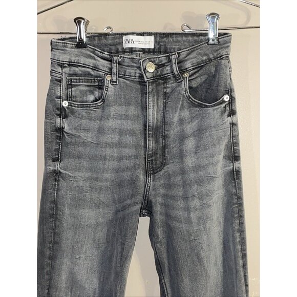 Zara Skinny Gray Jeans Stretch Ankle Slit No Flaws 90% Eco Grown Cotto Wms Sz 4 - Picture 2 of 10
